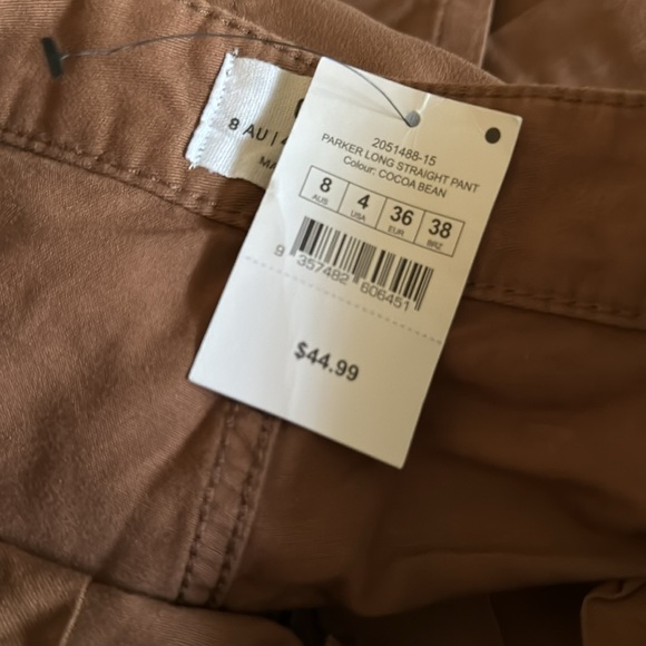 Cotton On Parker Long Straight Pant Cocoa Bean Brown Soft Slacks NWT - Picture 4 of 9
